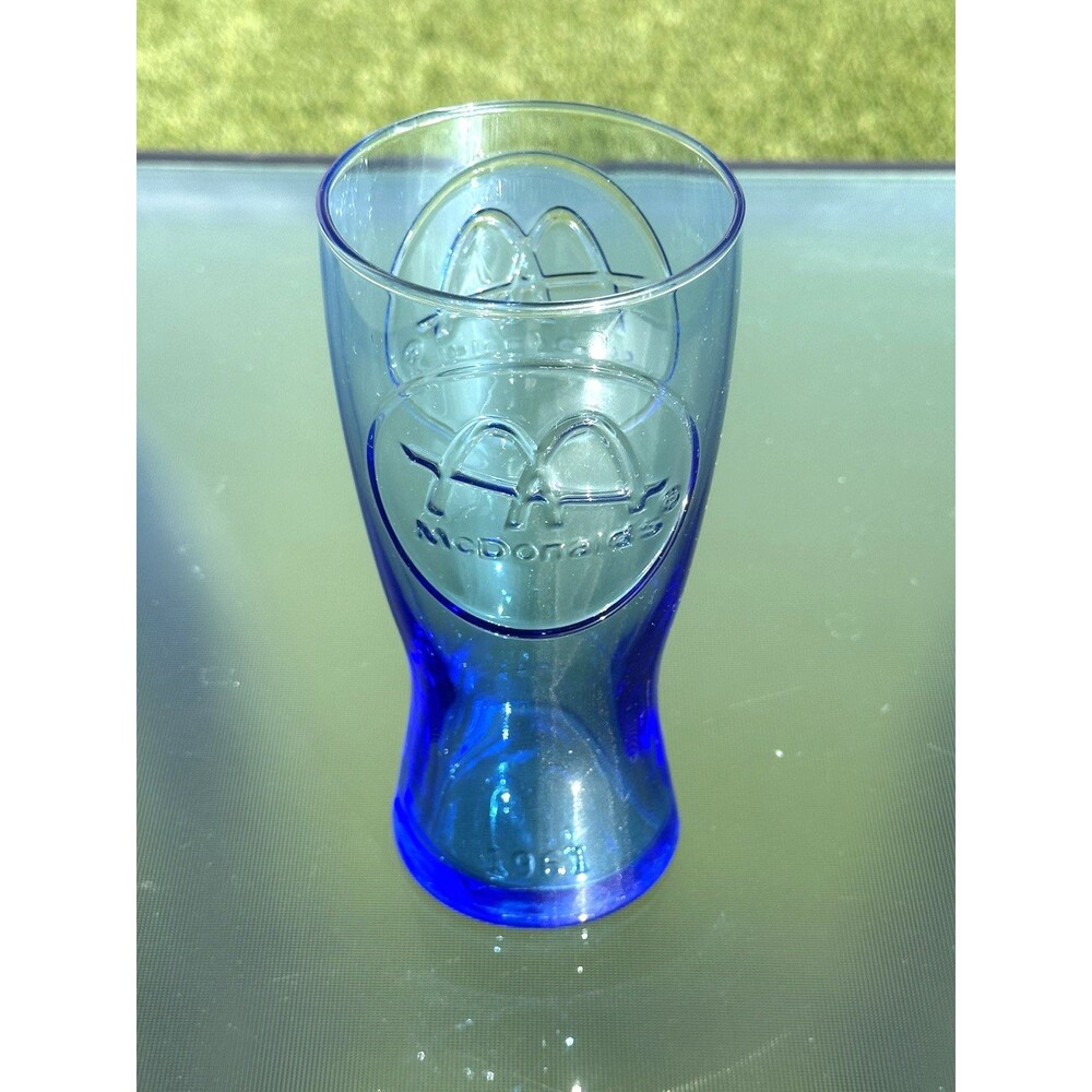 1961 Vintage MCDONALD'S Blue Tint Collector Curvey Glass Great Condition